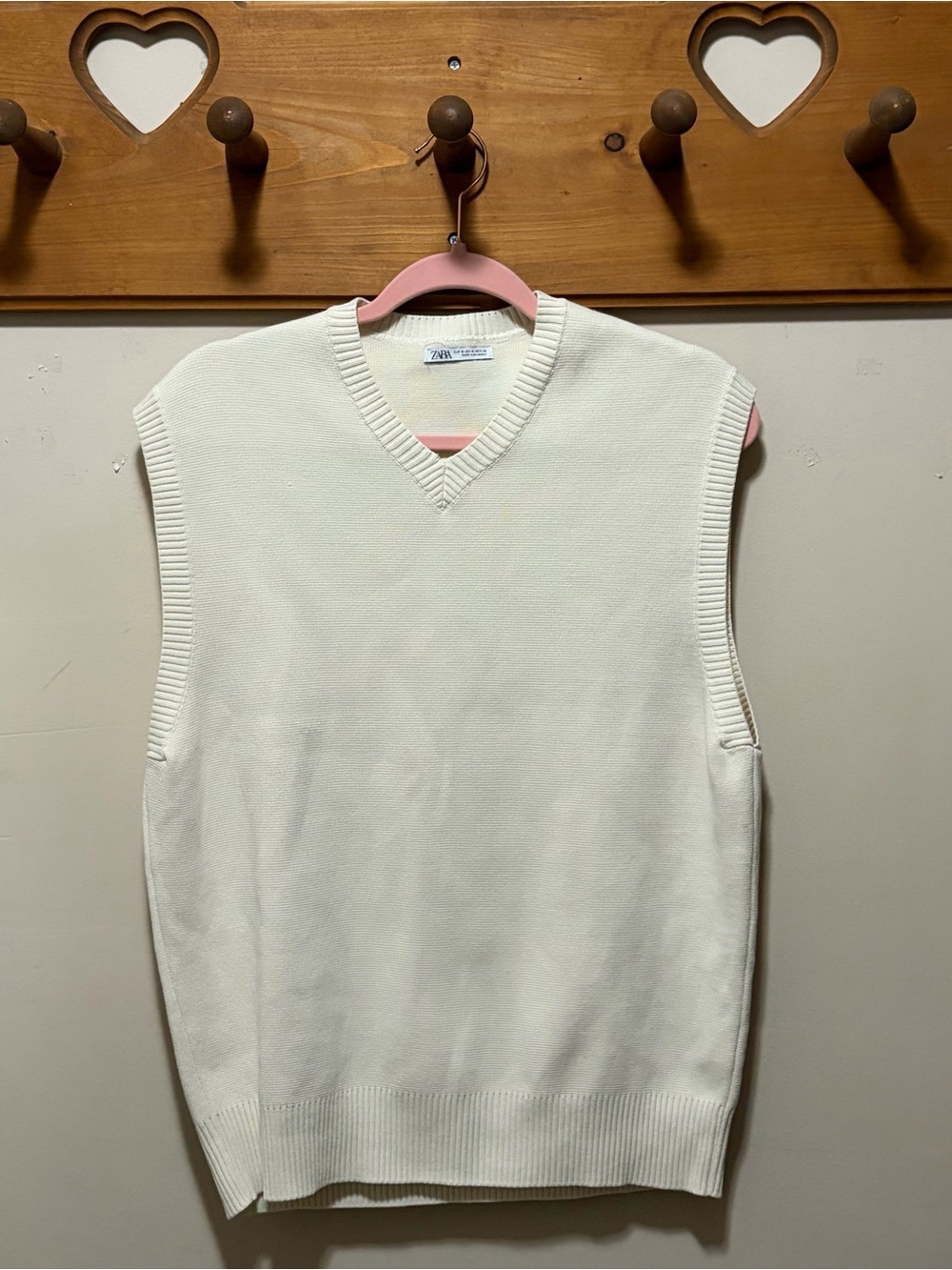 Zara 100% Cotton Cream V Neck Sweater Vest Women’s M